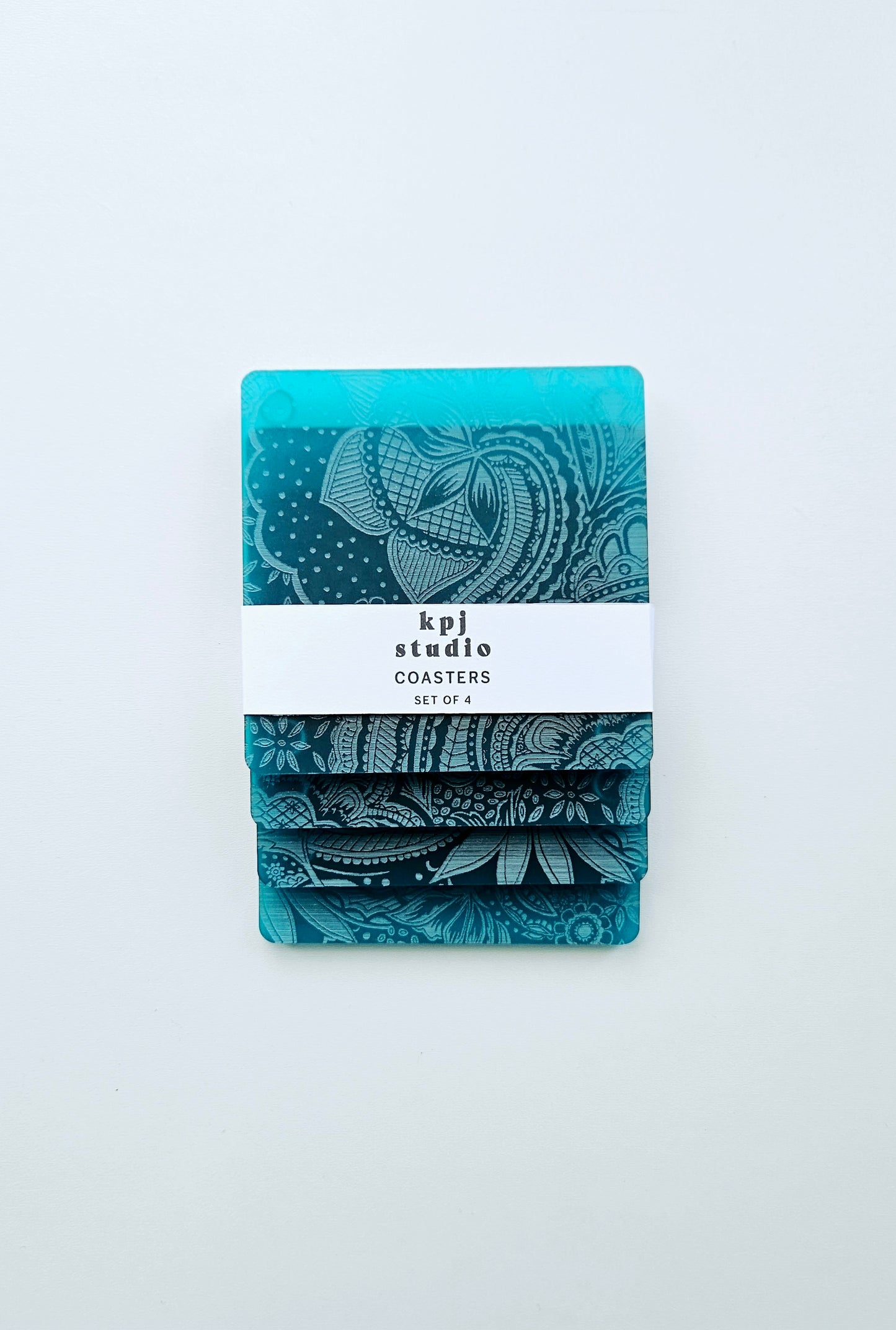 Frosted Teal Floral Coasters