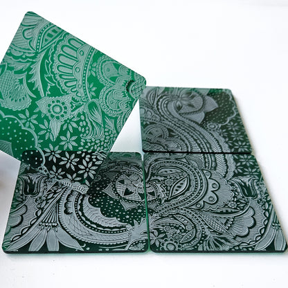 Green Floral Coasters