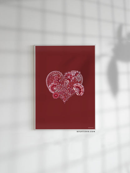 Custom Red Heart Bouquet Print